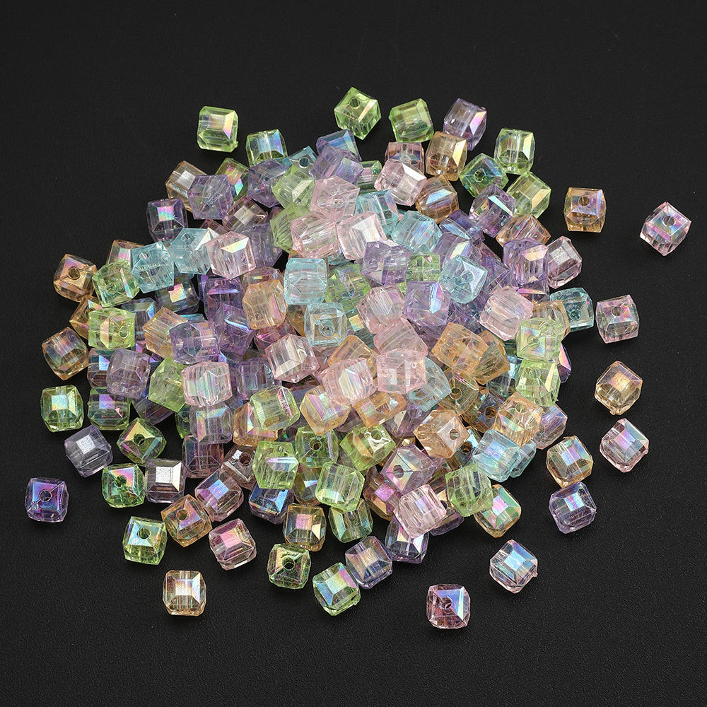 50/100pcs 8mm Ice Shape Square Faceted Acrylic Beads
