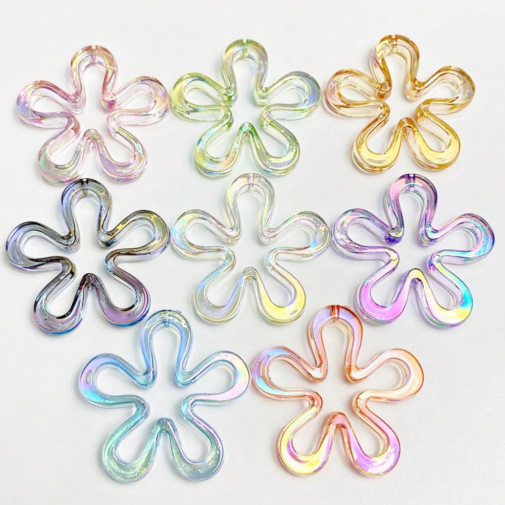 10-Piece 43 mm UV Gradient Plum Blossom Acrylic Beads