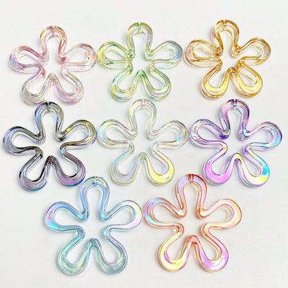10-Piece 43 mm UV Gradient Plum Blossom Acrylic Beads