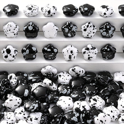 Black and White Plum Blossom Acrylic Spacer Beads