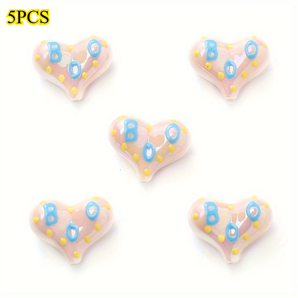 5pcs/set 17x22mm Sweet Heart Acrylic Beads