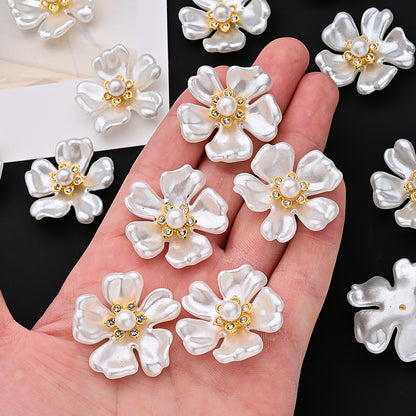 White Acrylic Flower Flatback Beads