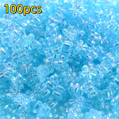 100pcs 4x7mm AB Color Flower Acrylic Beads