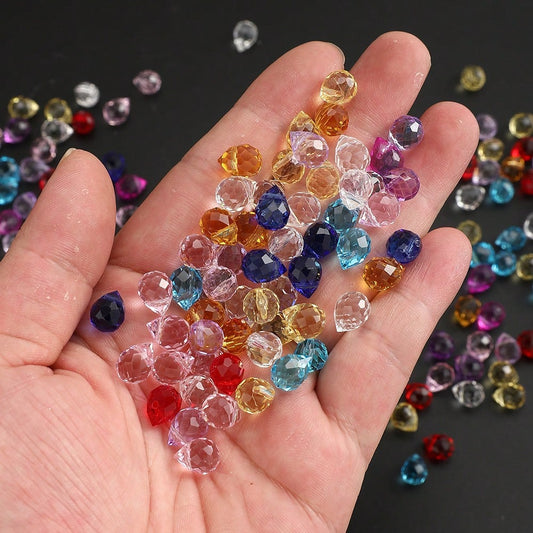 40/80/200pcs 8x10mm Multi-Faceted Transparent Glass Beads