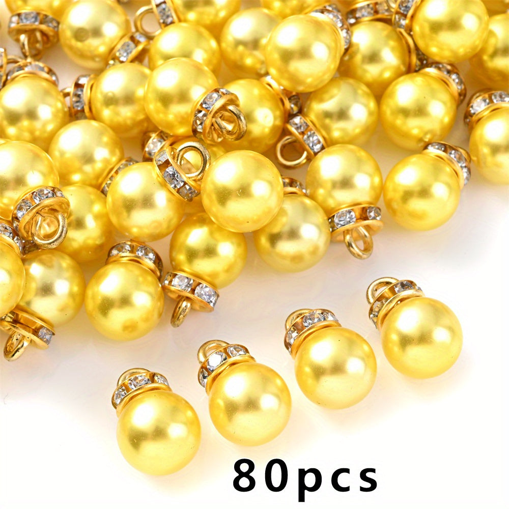 Rhinestone Imitation Pearl Charms