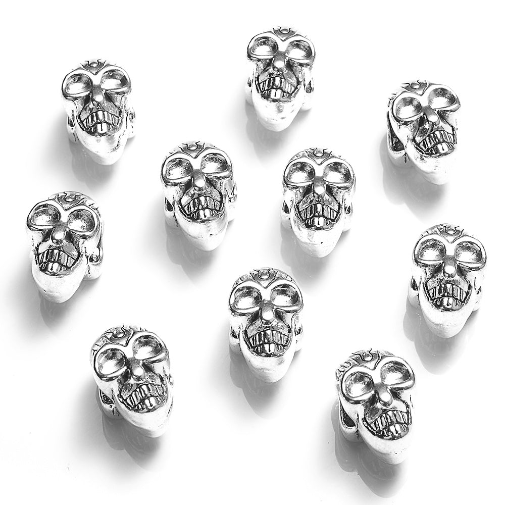 10pcs 7x12mm Vintage Skull Alloy Spacer Beads