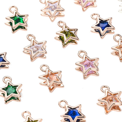 Rhinestone Star Copper Charms