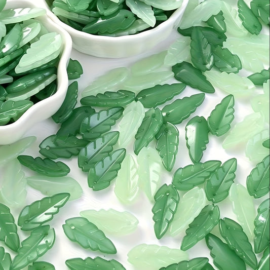 50pcs 11x24mm Acrylic Leaf Pendant Charms