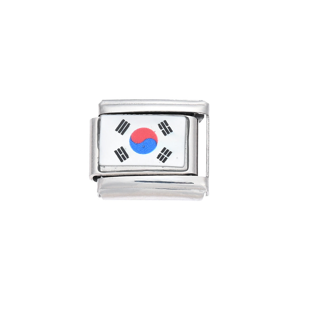 World Flag Alloy Bracelet Module