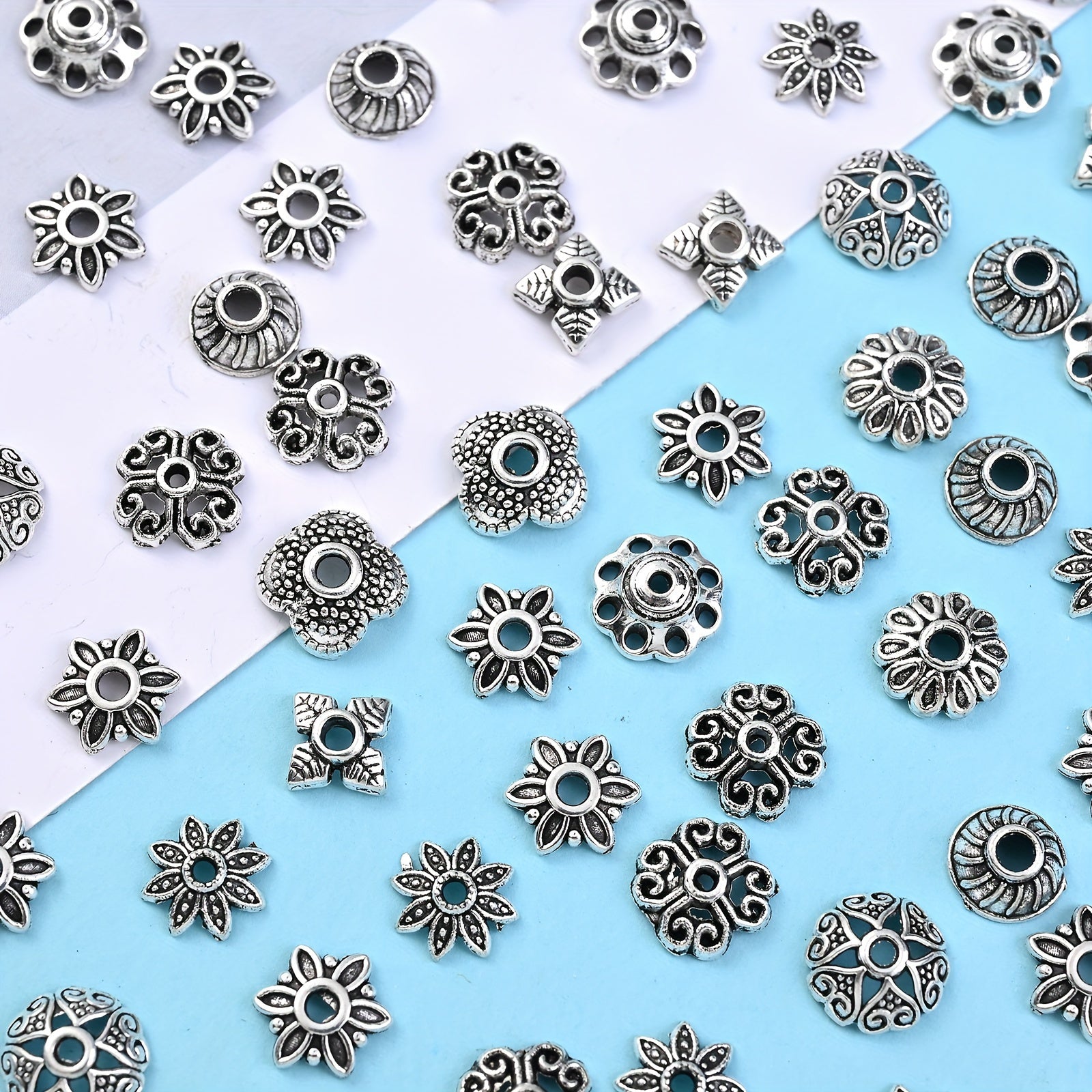 50/100pcs Mix Torus Flower End Caps Beads for Jewelry Making DIY Handmade Crafts Bracelet Necklace Accessories