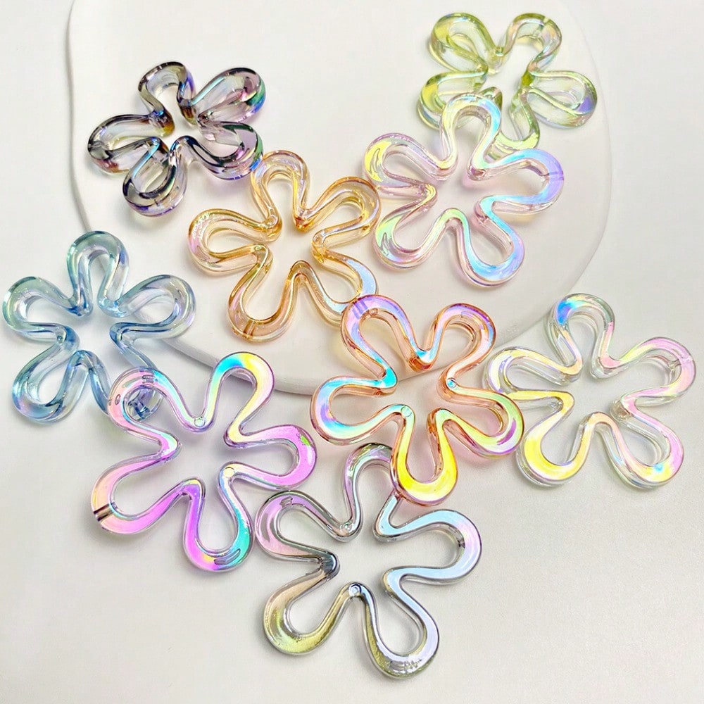 10-Piece 43 mm UV Gradient Plum Blossom Acrylic Beads