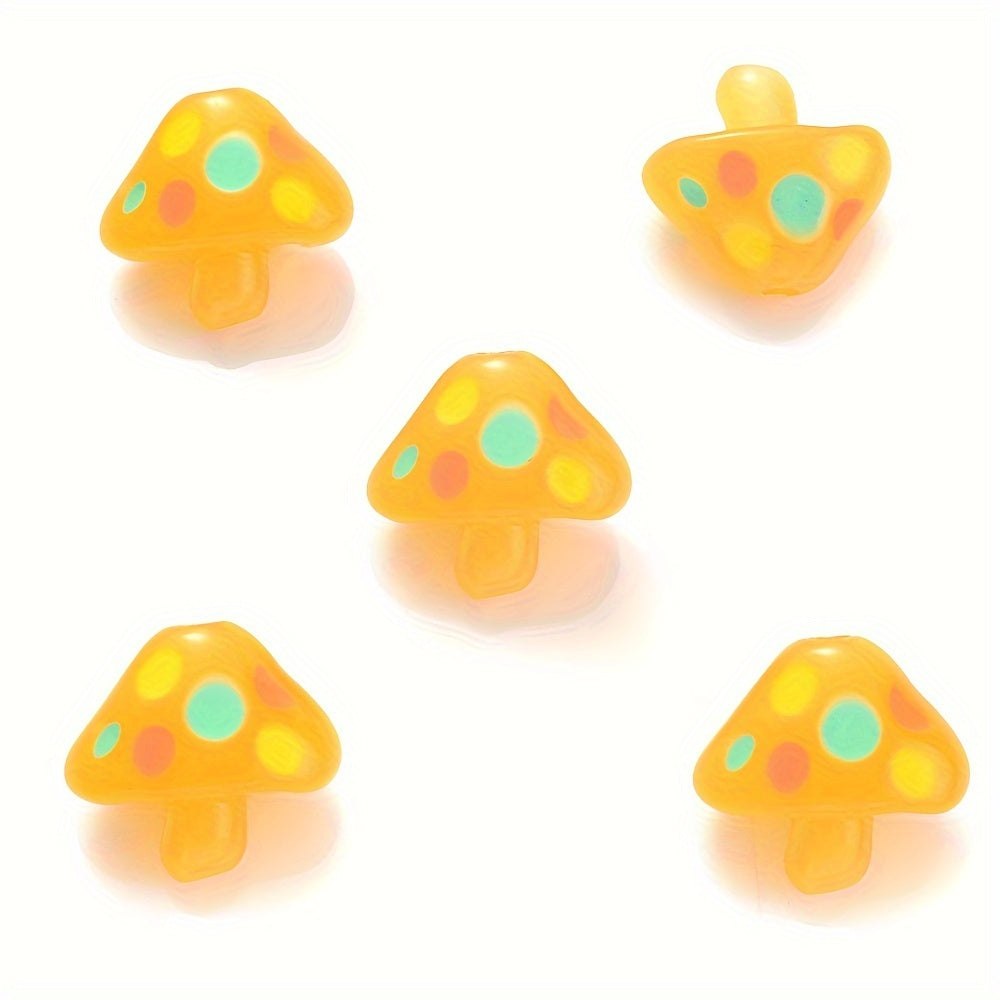 5PCS 17×19mm Luminous Mushroom Acrylic Bead Set