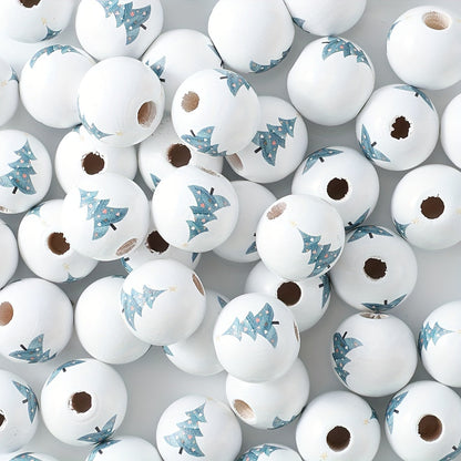 Christmas Wooden Tree Pattern Beads