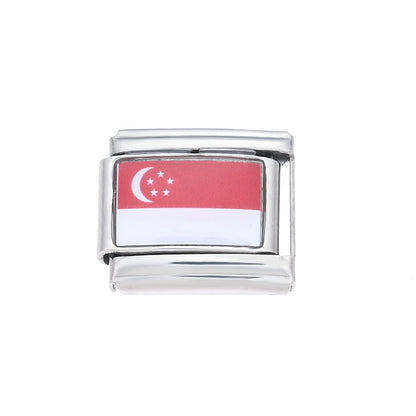World Flag Alloy Bracelet Module