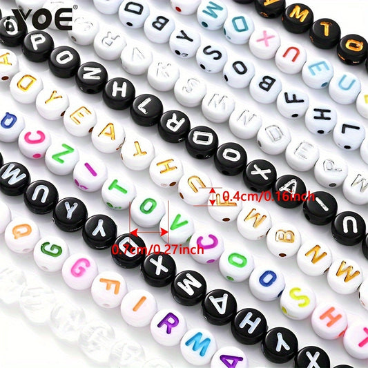 100PCS 4×7mm Heart-Shaped A-Z Letter Acrylic Bead Set
