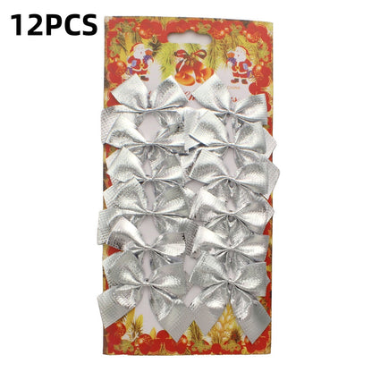 12-Piece Random Christmas Bow Polyester Decorations
