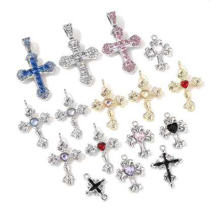 Y2K Rhinestone Cross Alloy Pendants