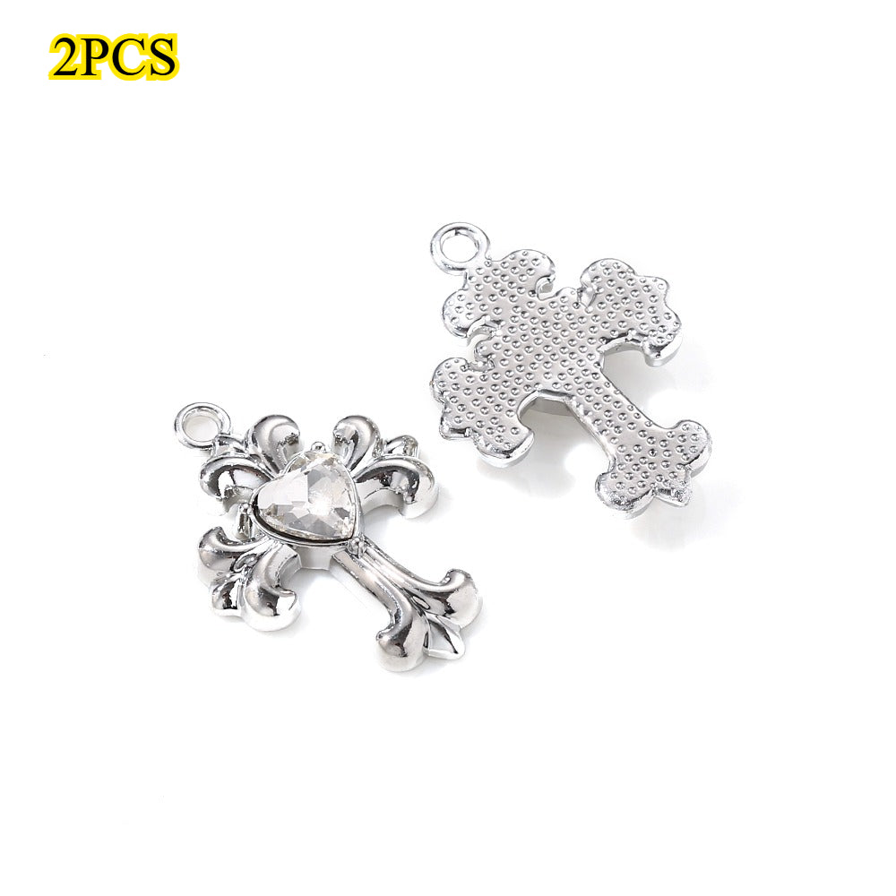 Y2K Rhinestone Cross Alloy Pendants