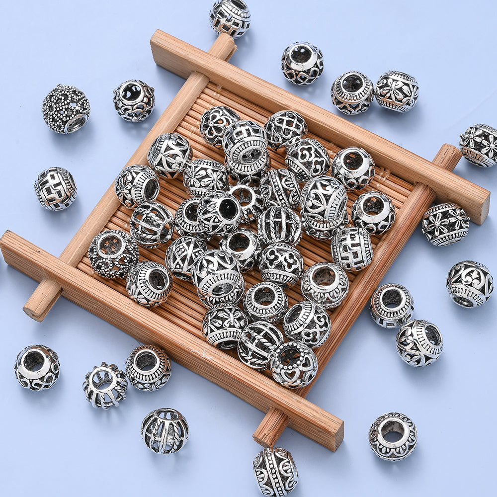 Retro Hollow Zinc Alloy Large Hole Spacer Beads