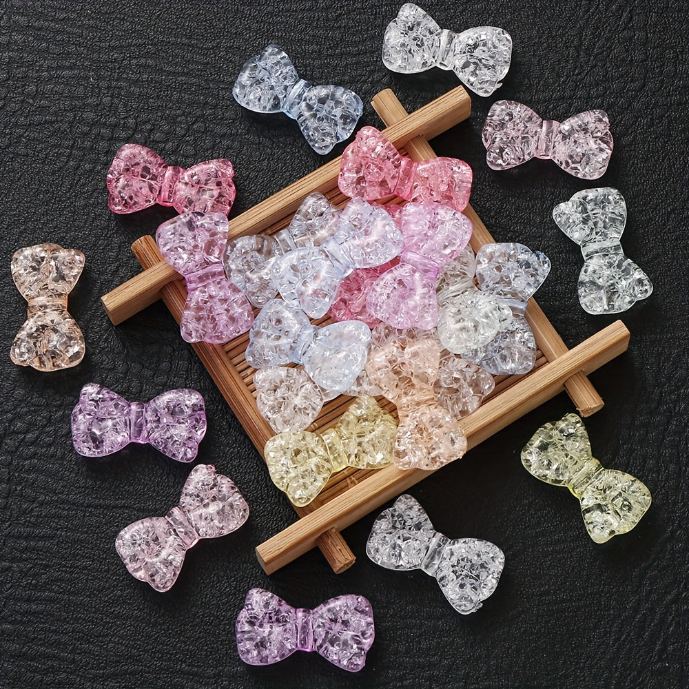 10PCS 16×29mm Vibrant Cracked Bow Acrylic Bead Set