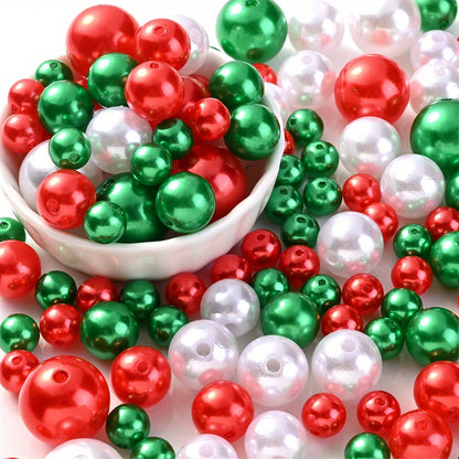 About 100pcs Christmas Acrylic Round Beads