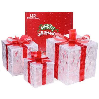 3-Piece Warm Light Christmas Gift Box Decorations