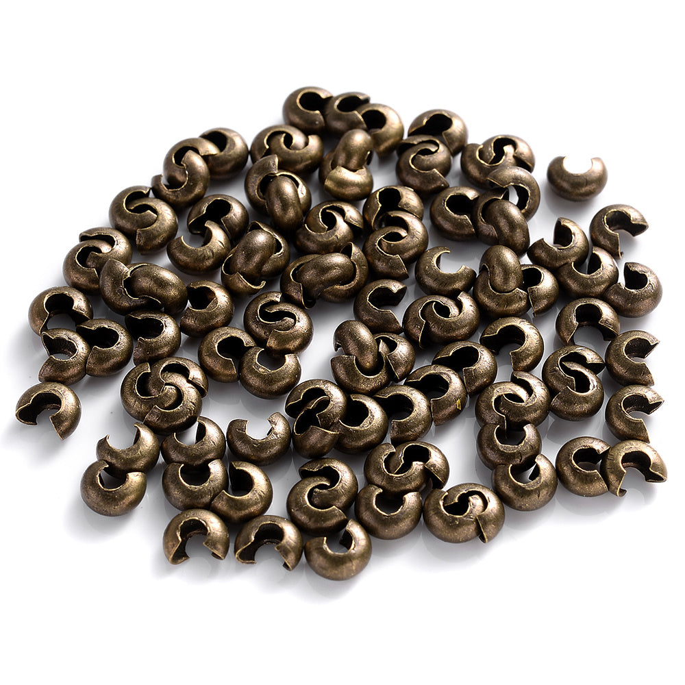 100pcs Copper Round Crimp Cover Beads