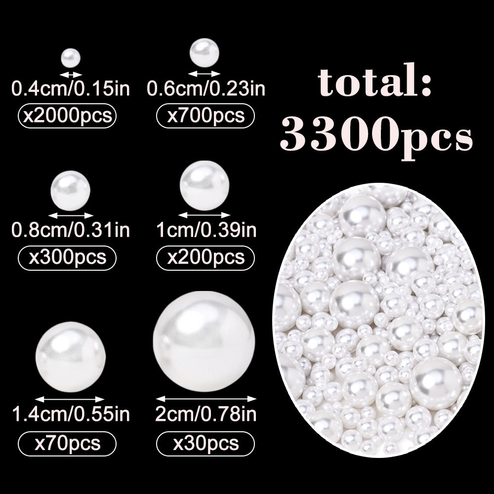 3300pcs 4-20mm Artificial Pearl Beads