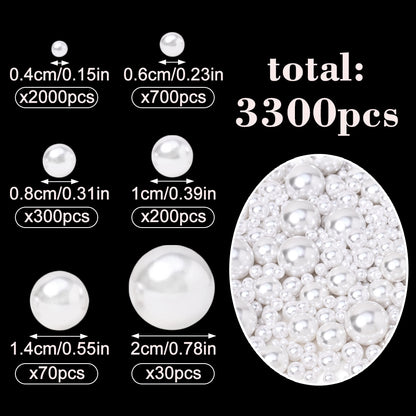 3300pcs 4-20mm Artificial Pearl Beads