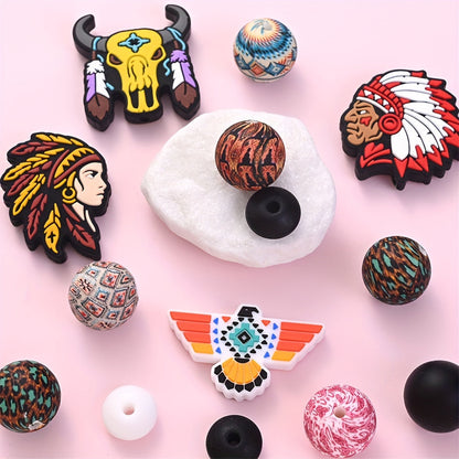 20pcs Tribal Theme Set Silicone Beads