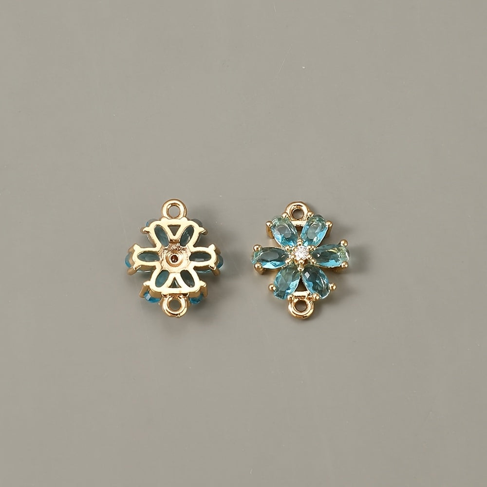 Glass Flower Rhinestone Connectors