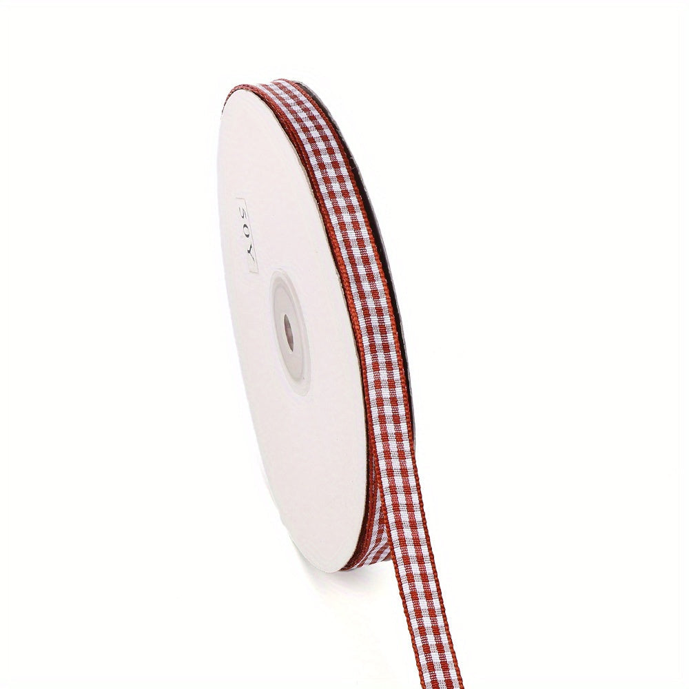 50 Yards/Roll 10 mm Christmas Plaid Satin Ribbon