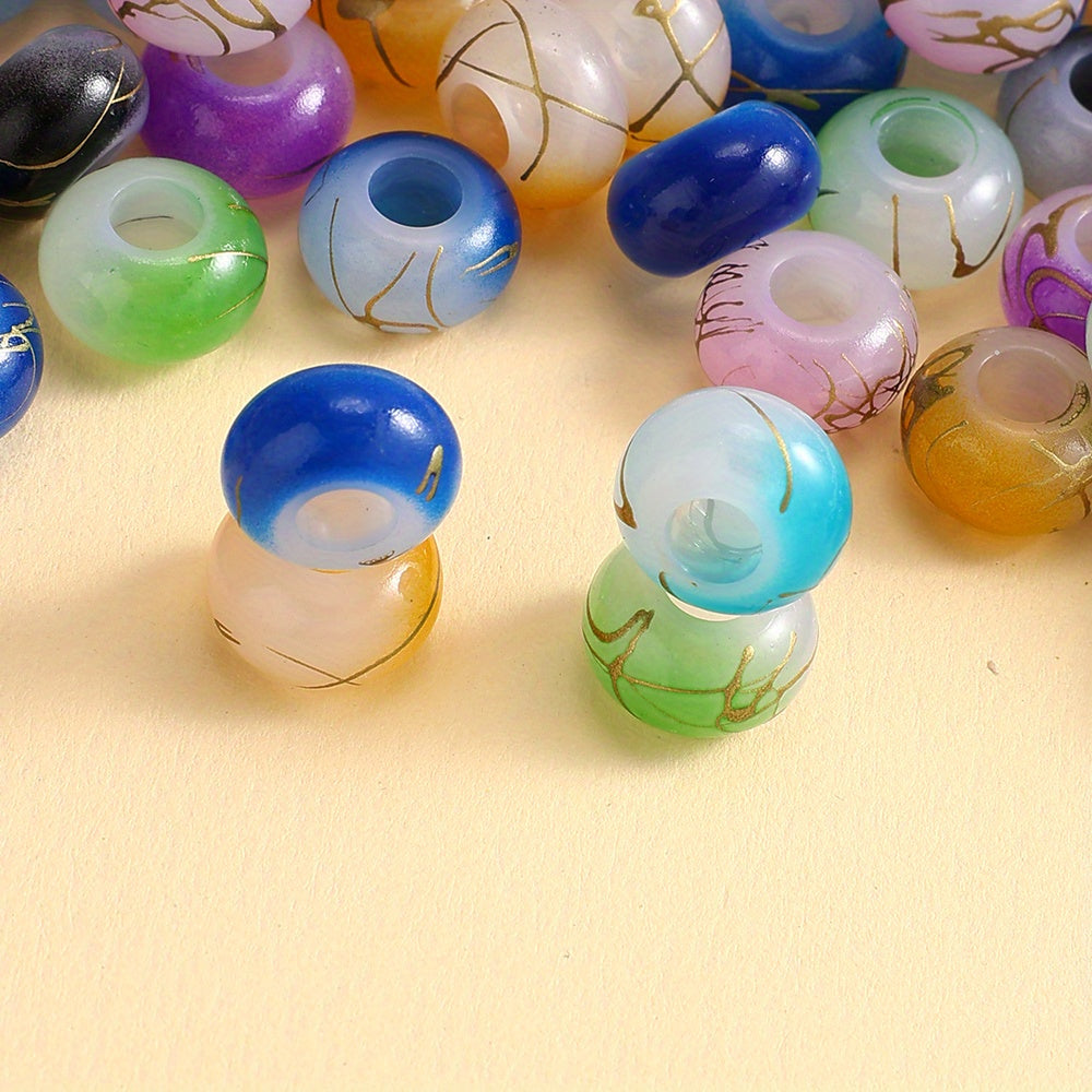 30pcs 9x14mm Golden Wire Acrylic Large Hole Beads