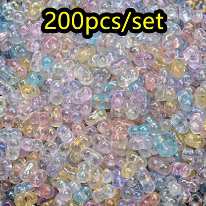 200pcs/set Transparent UV Color Peanut Shape Acrylic Beads