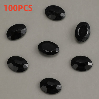 100pcs Oval Rhinestone Flat Back Acrylic Beads