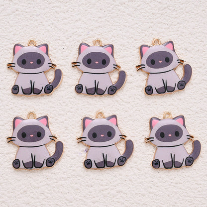 Enamel Cat Pendant Charms