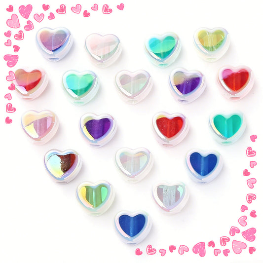 10PCS 12×15mm Sparkling Valentine's Day Heart Acrylic Bead Set