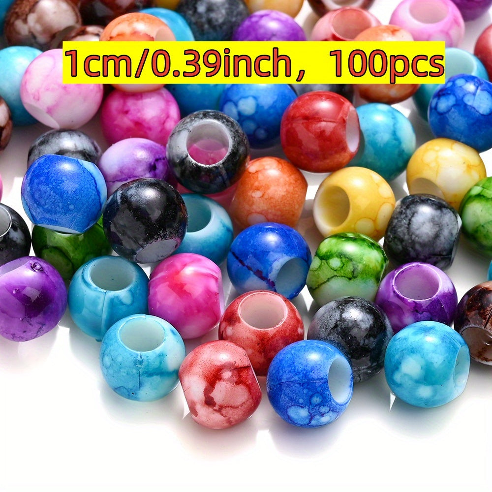 10/12mm Mixed Color Acrylic Large Hole Round Beads