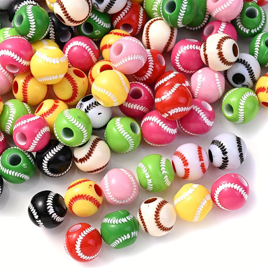 Colorful Acrylic Baseball Themed Beads