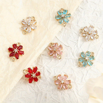 Glass Flower Rhinestone Connectors
