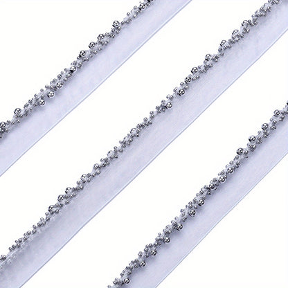 85cm 2cm Shiny Tiny Beads Lace Trim Ribbon