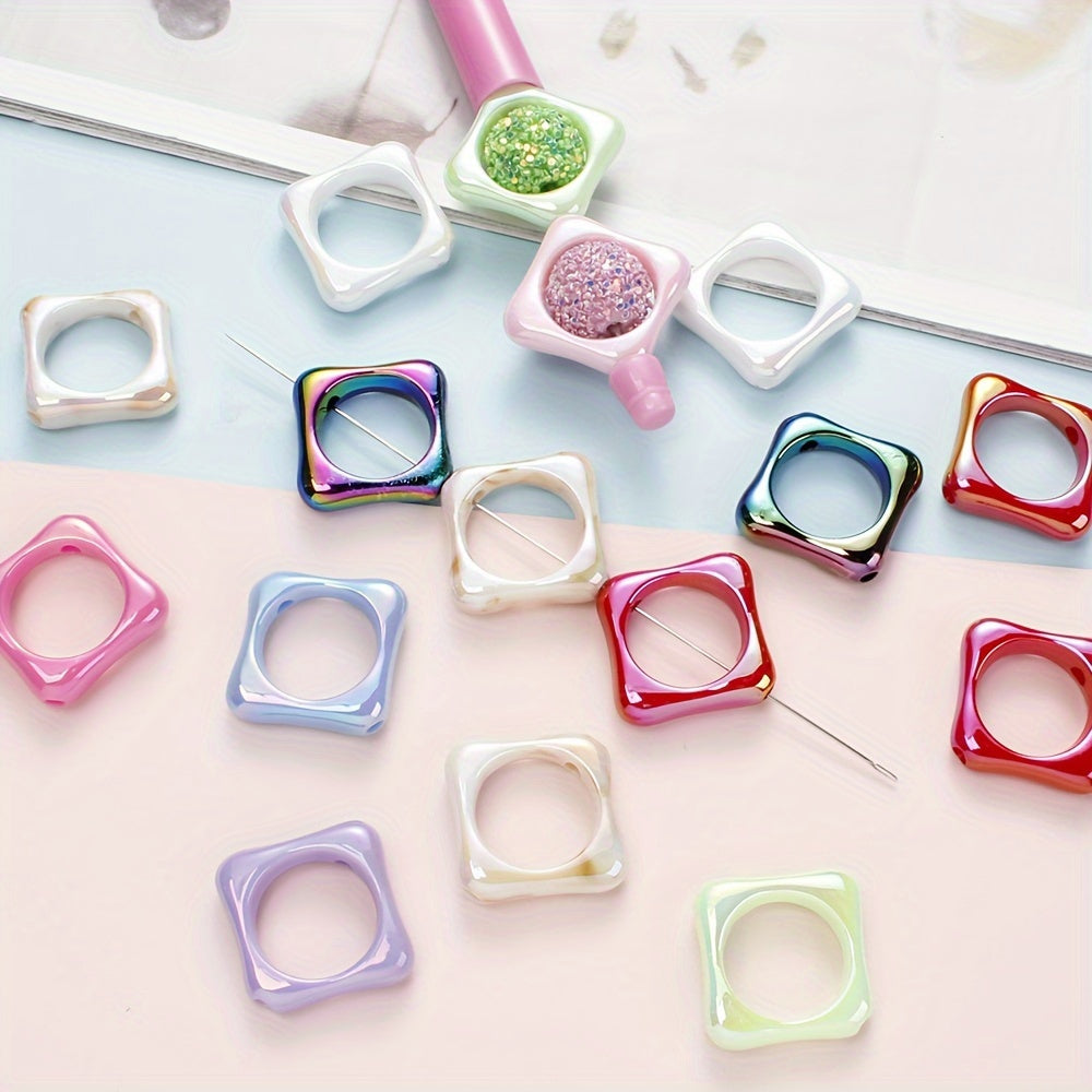 10PCS 28×30mm Square Frame Acrylic Bead Set