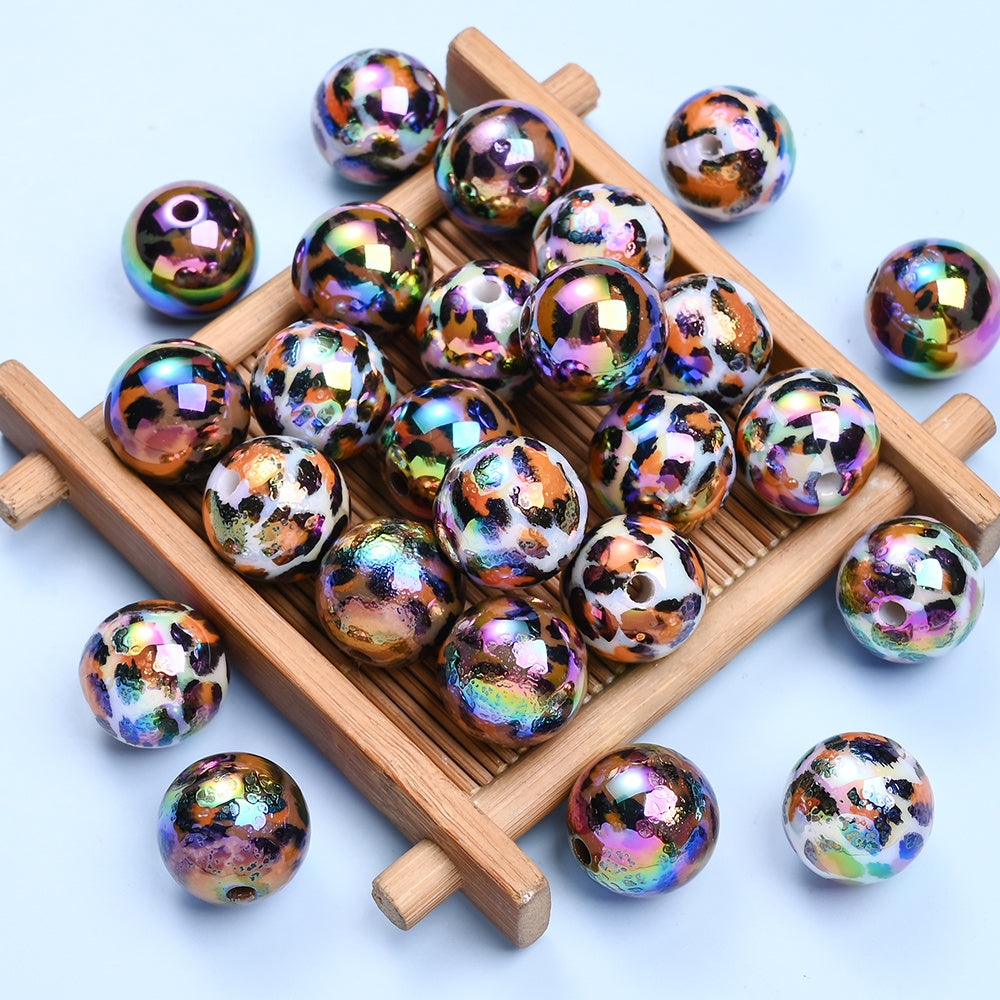 Shiny Leopard Print Acrylic Beads