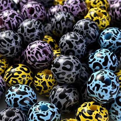 Leopard Print Wooden Beads