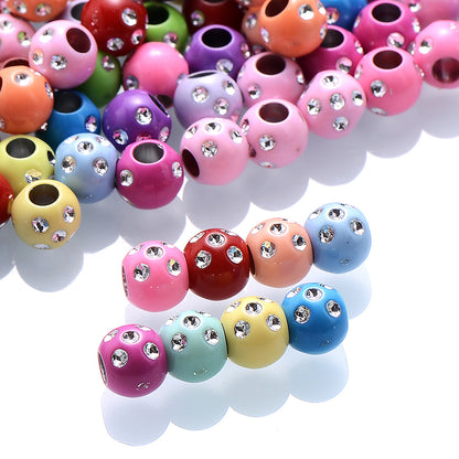 50/100pcs 7x8.4mm Random Multicolor Acrylic Round Beads