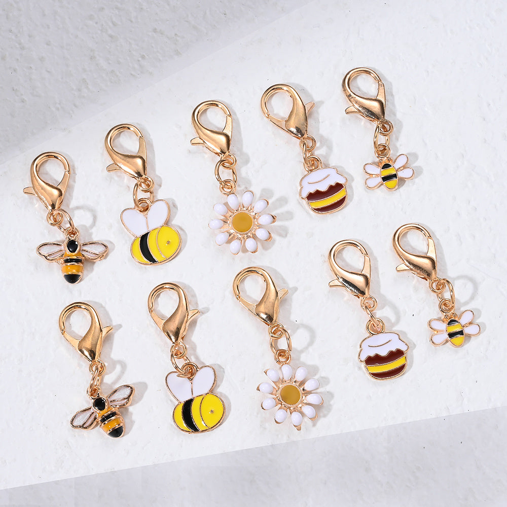 Bee and Daisy Enamel Pendant Charms