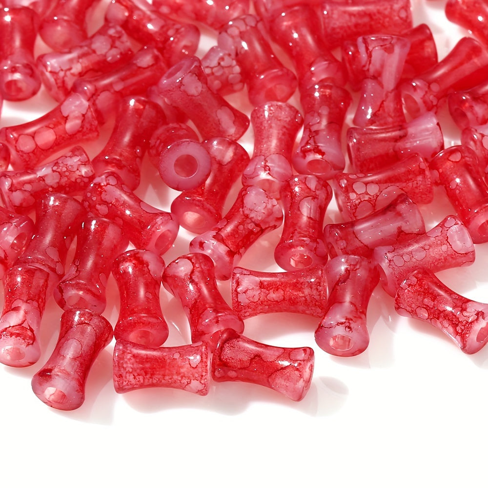 100PCS Gold-Sprinkled Bamboo Tube Acrylic Bead Set
