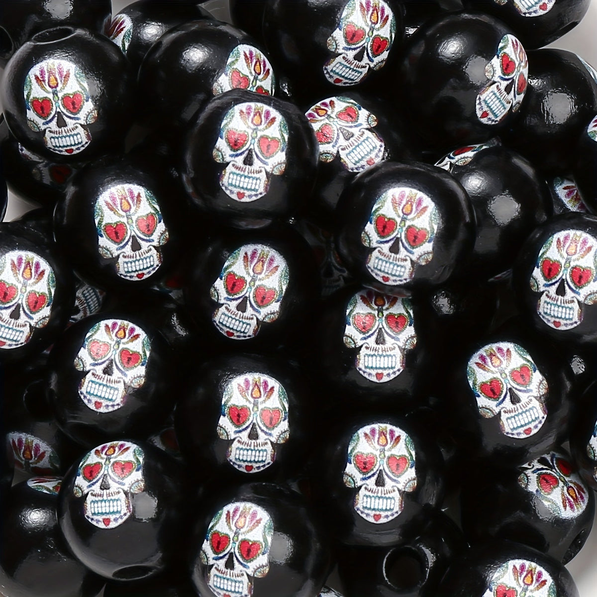 Halloween Skull Wooden Spacer Beads