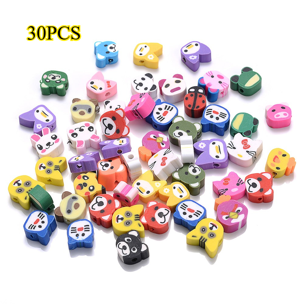 30/50pcs Colorful Clay Shape Beads