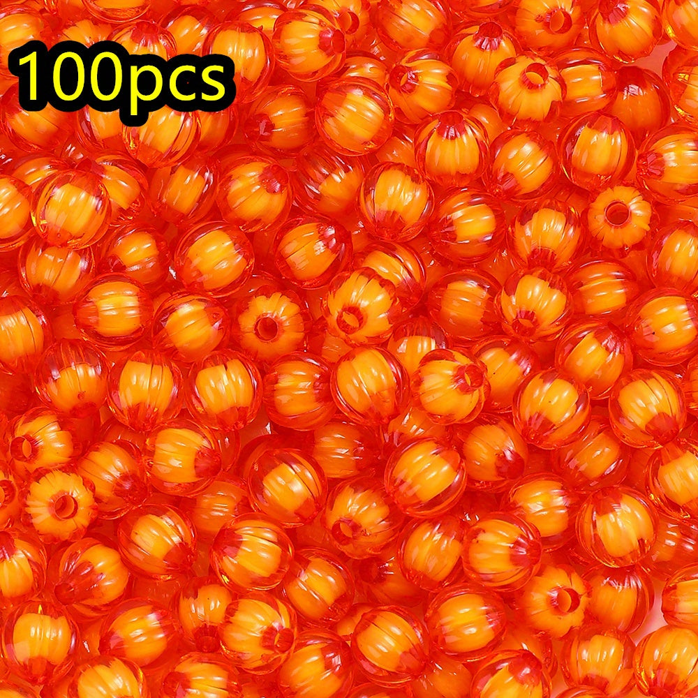 100/200pcs 8/10mm Transparent Inner Color Pumpkin Acrylic Beads